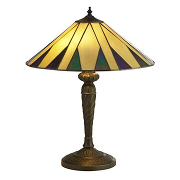 Charleston 53cm Antique Brass Stained Glass Tiffany Table Lamp