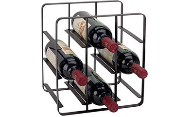 Black Flat Iron Metal 9 Wine Bottle Rack