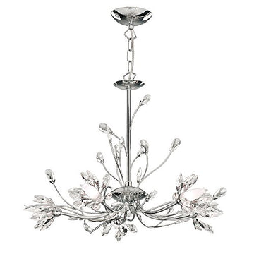 Hibiscus 5 Light Chrome Finish Crystal Chandelier w. Glass Shade