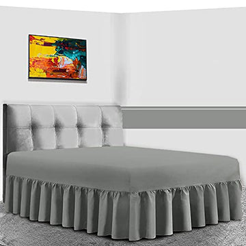 24" Charcoal Luxury  Percale Cotton Valance Sheet - Double