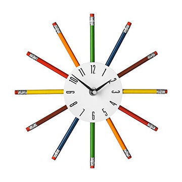 26Cm Dia Multi Colour Pencil Wall Clock