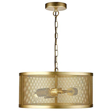 Fishnet 3 Light Matt Gold Drum Pendant