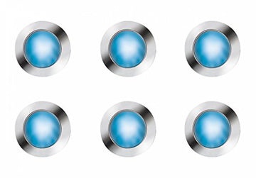 Set Of 6 Round Chrome Blue Bathroom Light