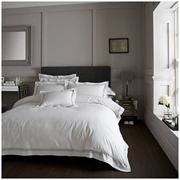 Embroidered Duvet Cover Grey Hotel Collection Bedding Set - Super King