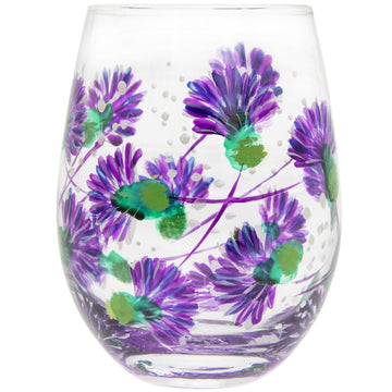 2Pcs 500ml Lynsey Johnstone Hand Painted Thistle Flowers Stemless Gin Glasses