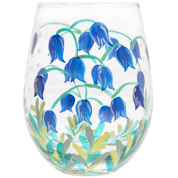 2Pcs 500ml Lynsey Johnstone Hand Painted Bluebell Flowers Stemless Gin Glasses