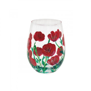 2Pcs 500ml Lynsey Johnstone Hand Painted Poppies Flowers Stemless Gin Glasses