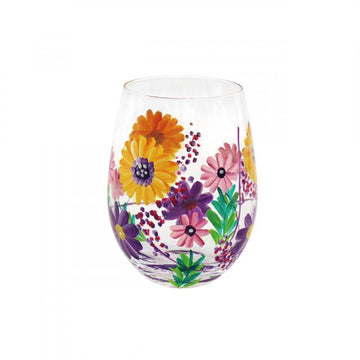 2Pcs 500ml Lynsey Johnstone Hand Painted Sunflowers Stemless Gin Glasses