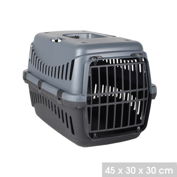 Grey Plastic Portable Pet Carrier Travel Crate