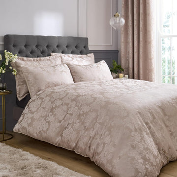 Catherine Lansfield Damask Jacquard Duvet Cover Set, King, Champagne