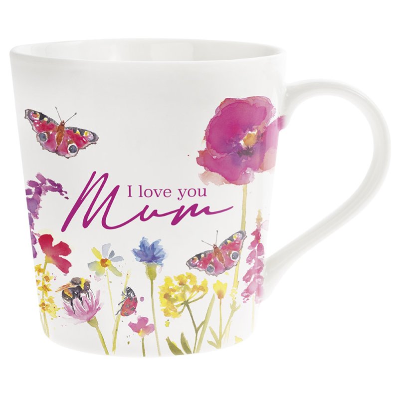 300ml I love You Mum Floral White Ceramic Mug