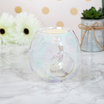 Round Glass Clear Lustre Wax Oil Warmer Tealight Holder