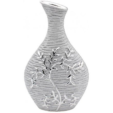 25cm Silver Art Climbing Leaves Ceramic Vase