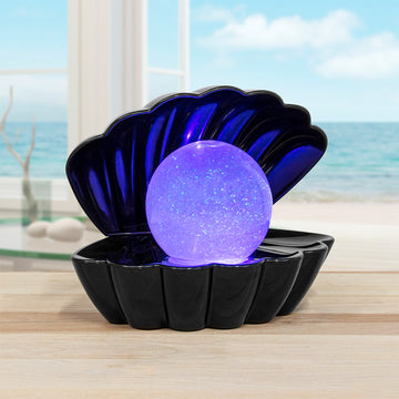 Black LED Seashell Glitter Lamp