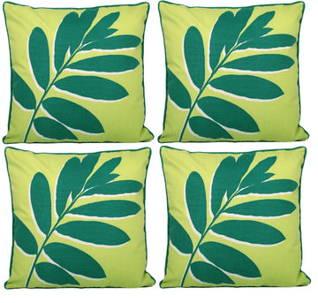4pc Outdoor Filled Cushion Cover Green Leaf
