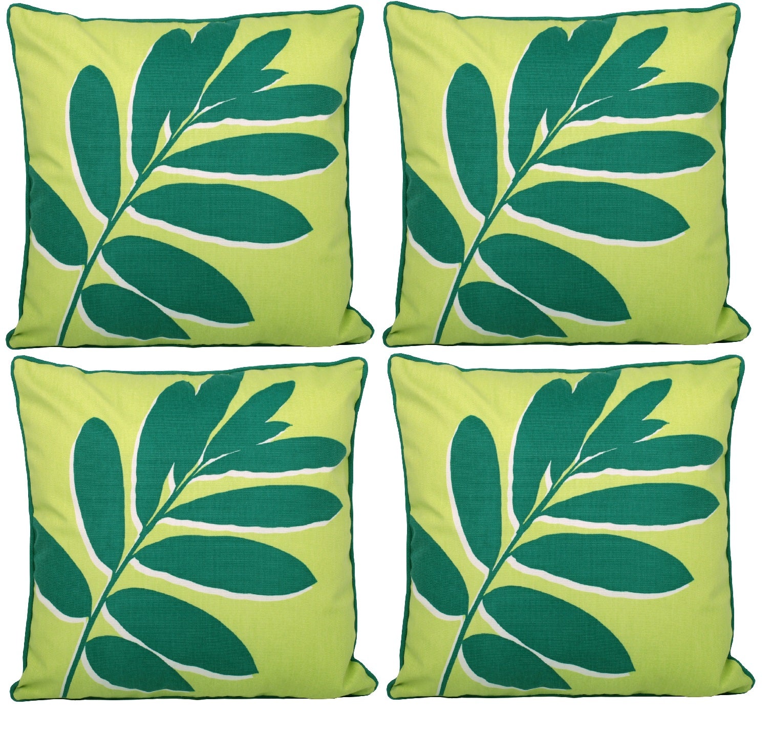 4pc Outdoor Filled Cushion Cover Green Leaf