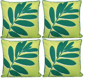 4pc Outdoor Cushion Cover Green Leaf
