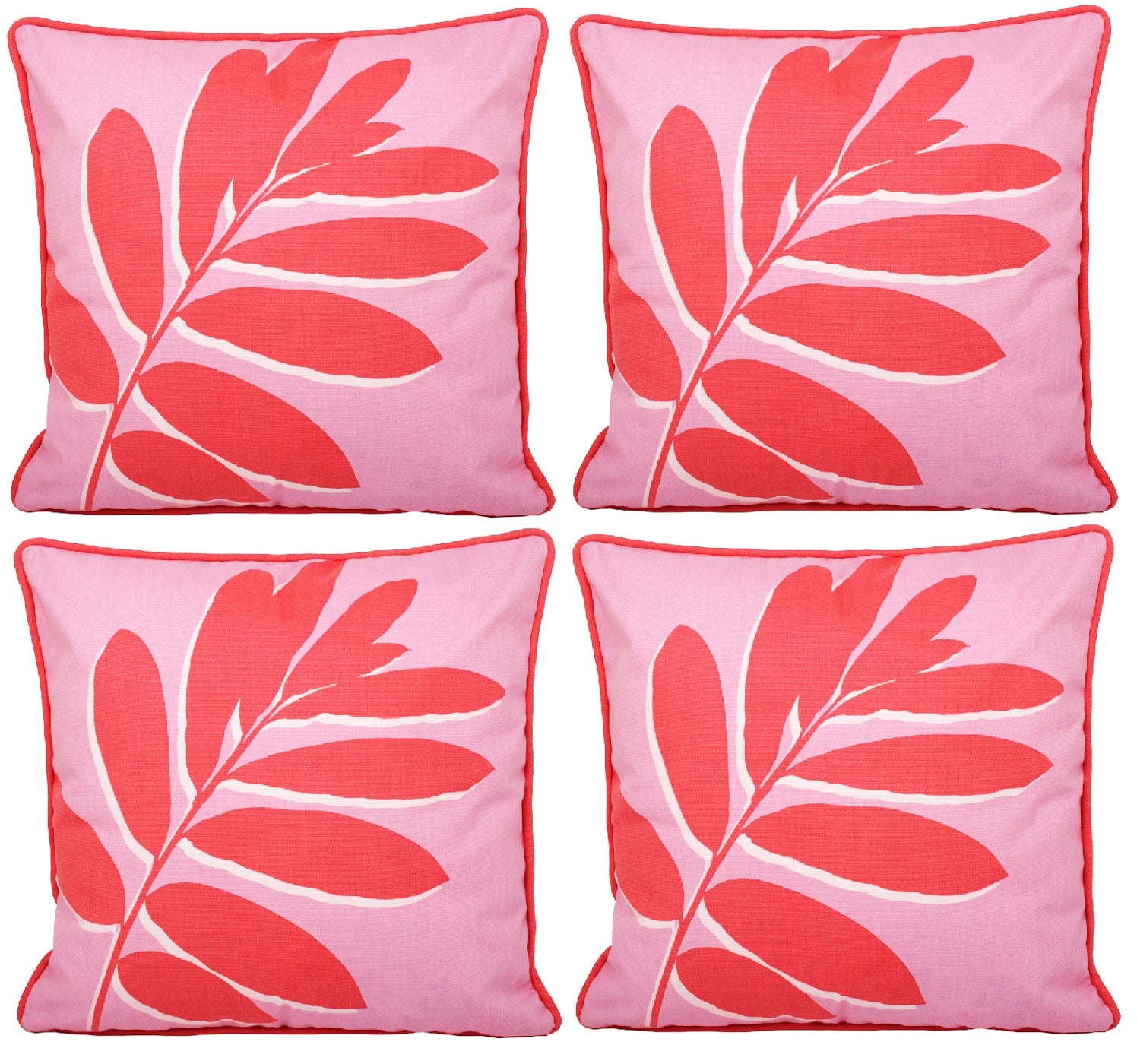4pc Outdoor Cushion Cover Pink Leaf