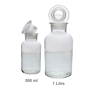 2Pcs 500ml & 1000ml Clear Glass Apothecary Bottles Set