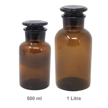 2Pcs 500ml & 1000ml Amber Glass Apothecary Bottles Set