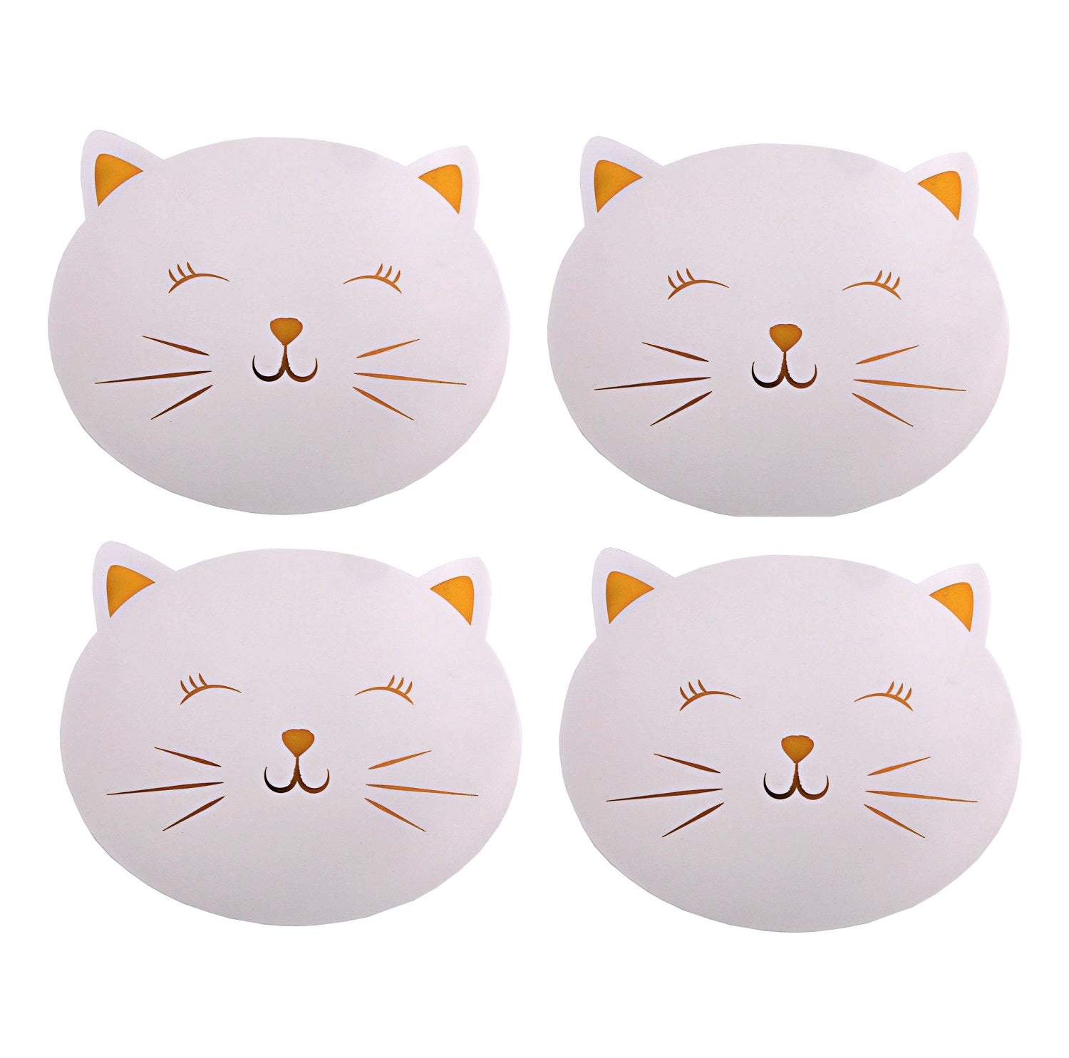 Set Of 4 White Pussy Cat Placemats