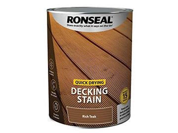 Ronseal Matt Exterior Wood Decking Stain - 5L Rich Teak