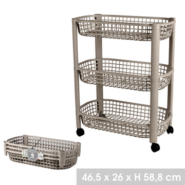 2Pcs 3 Tier Trolley Cart