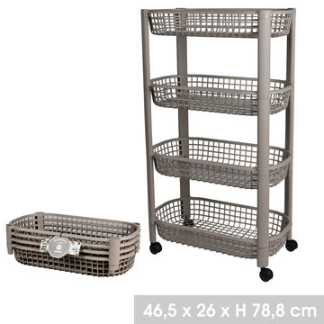 2Pcs 4 Tier Trolley Cart