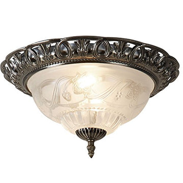 Derby Antique Brass & Glass Flush Light