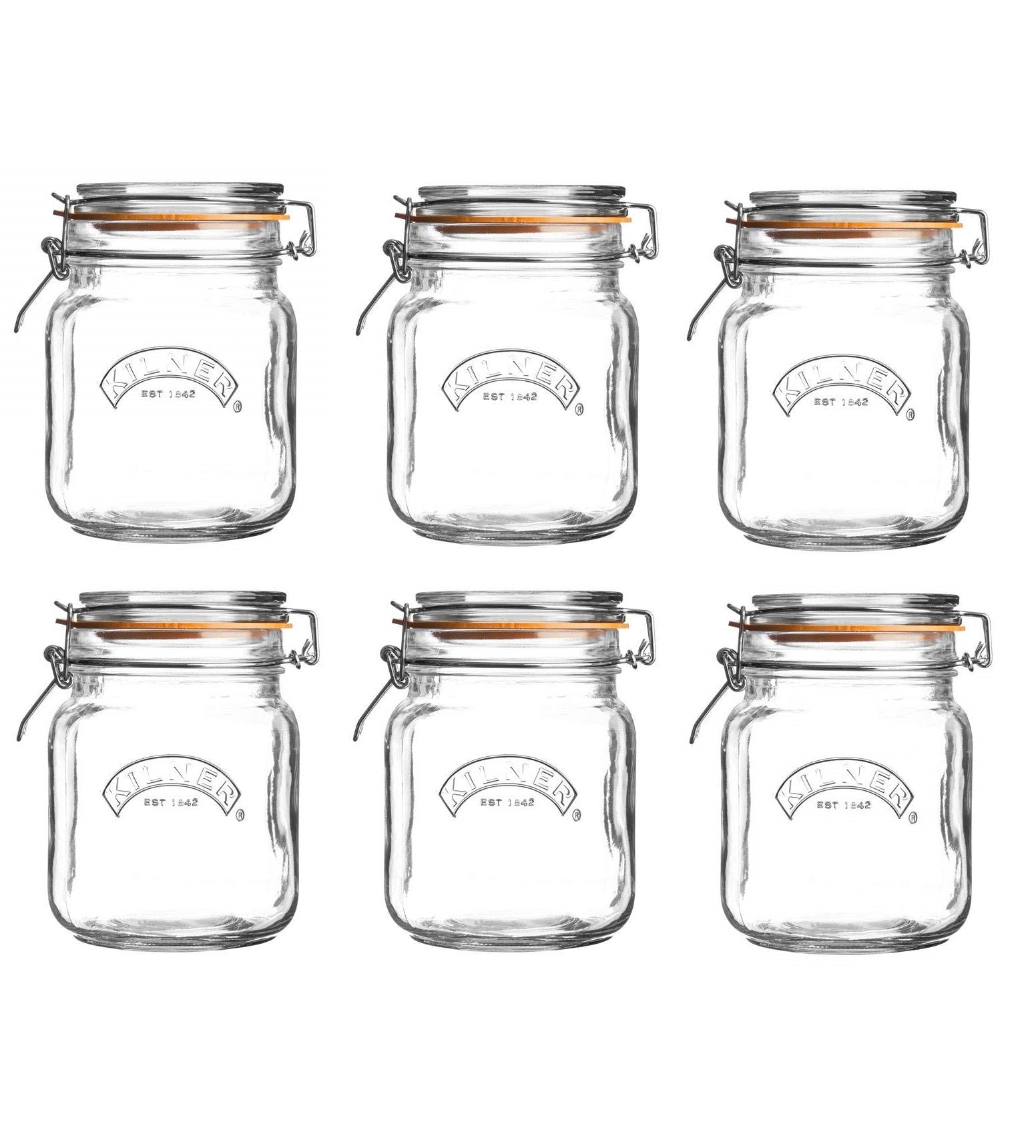 6Pcs Kilner 1.5L Clip Top Glass Storage Jars