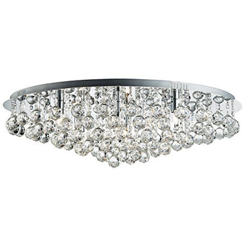 Hanna 8 Light Chrome & Clear Crystal Pyramid Drops Flush Chandelier