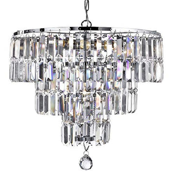 Empire 5 Light 3 Tier Chrome & Crystal Chandelier