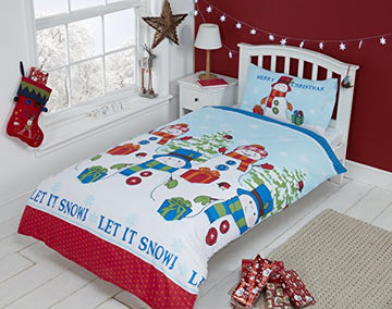 Let it Snow Snowman Kids Single Duvet Cover Set