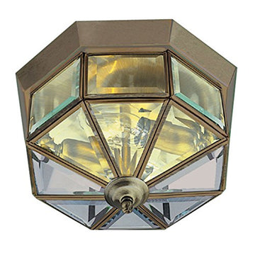 Pisa III Antique Brass & Bevelled Glass Flush