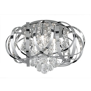 Tilly 3 Lights Chrome & Crystal Flush Ceiling Light