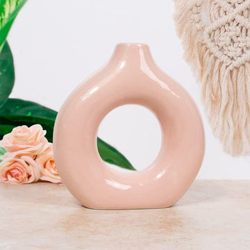 25 cm Donut Vase Ceramic Glossy Nordic Style Decor Flower
