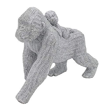 Silver Gorilla And Baby Display Ornament