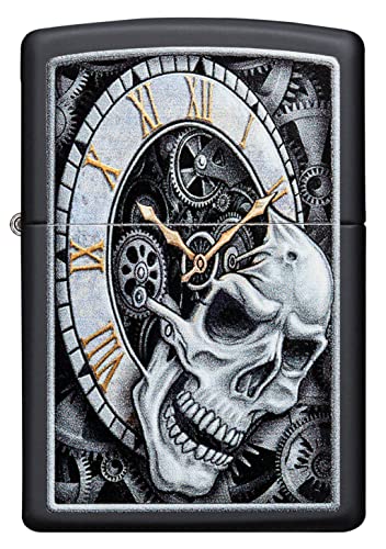 Zippo Skull Clock Black Windproof Flame Lighter