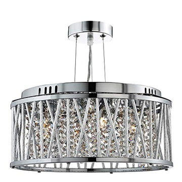 Elise 3 Light Chrome & Crystal Semi Flush Pendant