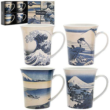 4pcs Fine China The Great Kanagawa Wave Coffee Mugs