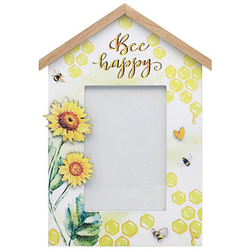 4x6in Yellow Sunflowers Bees House Shaped Picture Frame