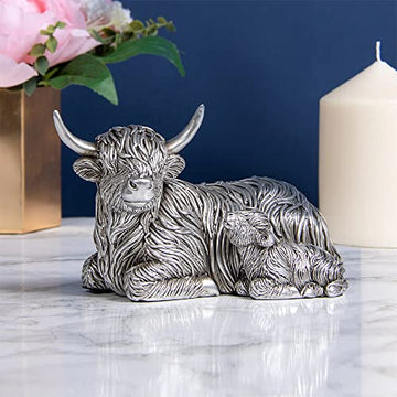 Reflections Silver Cow&baby Small Ornament Figure