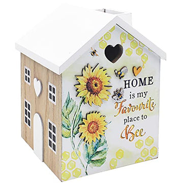 Bee Happy Sunflower Wooden Tissue Box