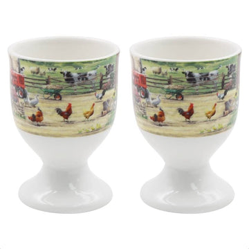 Farmhouse Ceramic Set of 2 Egg Cups