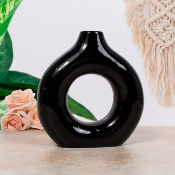 25 cm Donut Vase Nude Ceramic Glossy Nordic Style Decor