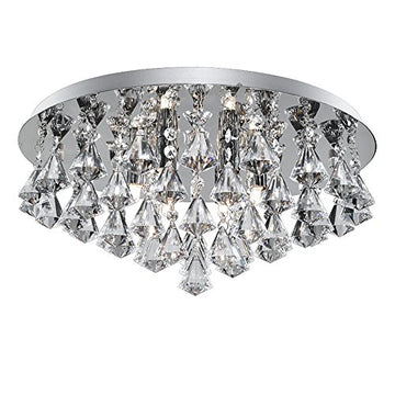 Hanna 6 Lights Chrome Crystal Flush Light