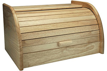 Loaf Bread Rubberwood Roll Top Biscuit Bin