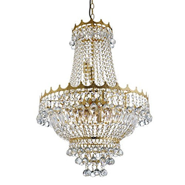 Versailles 9 Light Gold Frame & Crystal Chandelier