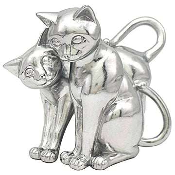 Twin Cats Ornament Silver Art Resin Metallic Decor Gifting