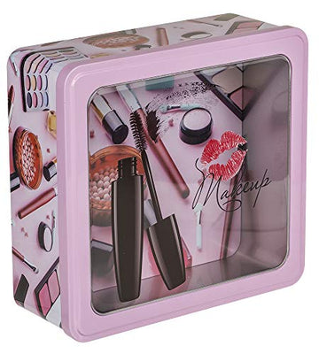 Pink Makeup Organiser with See Through Lid
